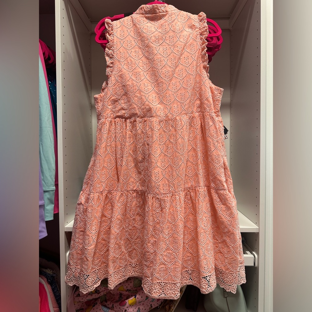 LILLY PULITZER Large Briela Peach Hyacinth Floral Arch Eyelet Dress XL - Picture 3 of 4